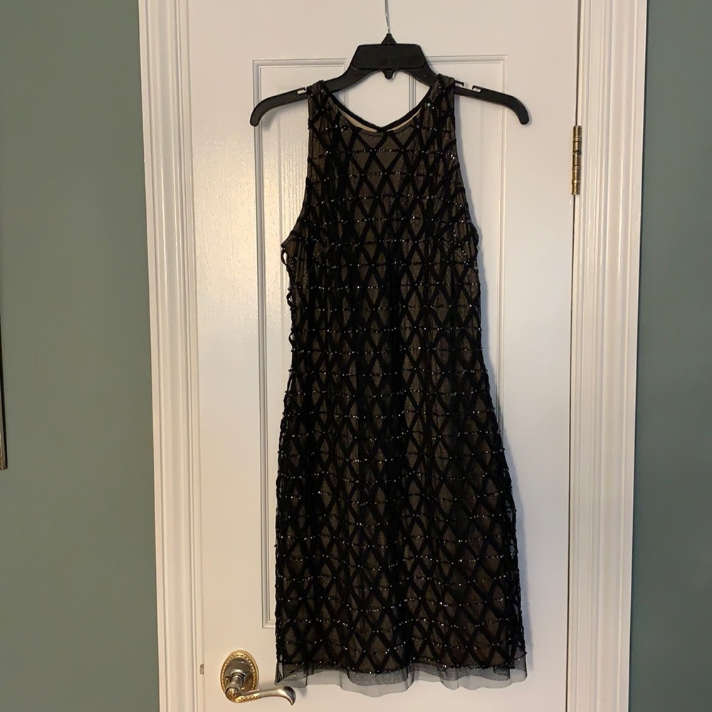 Aidan Mattox black sequin dress